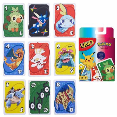 Mattel Pokemon Pikachu Charizard Blastoise Venusaur Uno Poker Game Cards Party Family Games Fun Card Poison Box Card Game Toys