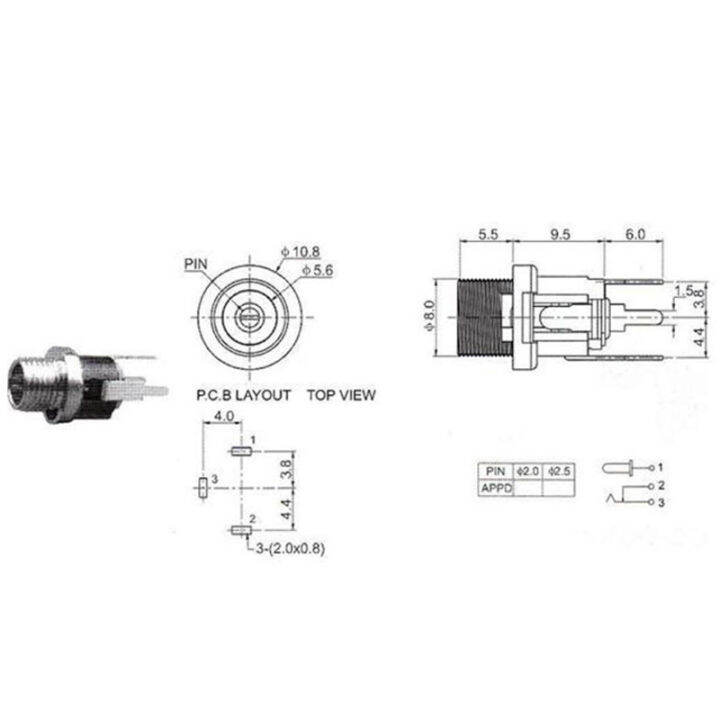 qkkqla-5-5-x-2-1mm-dc-power-jack-panel-mount-terminal-3-pin-5-5-2-1mm-dc-female-socket-supply-electrical-dc-jack-connector