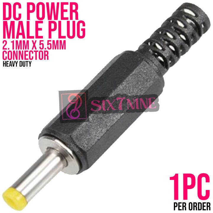 Male DC Power Jack Plugs Socket Adapter Connector 2.1mm x 5.5mm Yellow