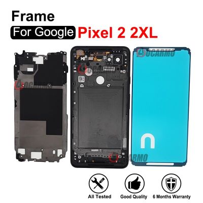 สำหรับ Google Pixel 2 XL 2Xl บอร์ดโครงตรงกลาง + ฝาหลังแผ่นตัวเรือนและชิ้นส่วนใช้แทนกาว
