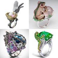 Exquisite Unique Spider Fog Finger Rings for women Shiny CZ Crystals Stone Animal Rings Female Anel accessories gifts