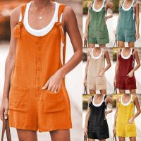 JUAMEP Dungarees กระเป๋าเสื้อคลุมกันเปื้อนสตรีลำลองชุดหมีขาสั้นชุดหมีขาสั้นชุดหมีขาสั้นกางเกงปั่นจักรยาน