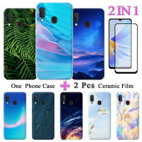 2 IN 1เคสเพ้นท์สีซิลิโคนเคสนิ่มใส่โทรศัพท์ A20e กาแล็กซี่ Samsung พร้อมฟิล์มป้องกันหน้าจอเซรามิกแบบโค้ง