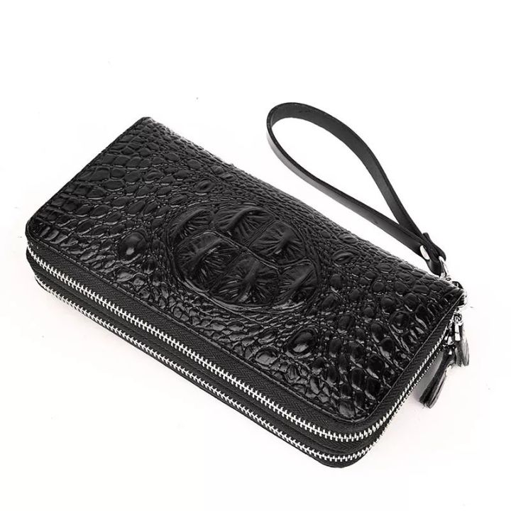 กระเป๋าสตางค์-กระเป๋าผู้ชาย-ลายหนังจรเข้-ส่วนหลัง-crocodile-wallet-bag-ส่งไวจากไทย