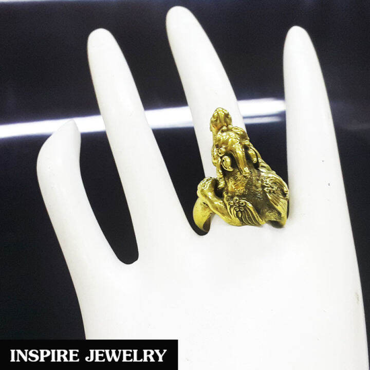 inspire-jewelry-แหวนปี่เซี้ยะ-หล่อจากทองเหลืองนอกทั้งวง-สรีระสวยงามมาก-แหวนมงคลดูดทรัพย์