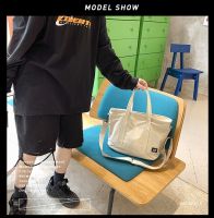 [In stock] Canvas bags, versatile messenger bags, large-capacity handbags, new canvas bags, simple tote bags, student shoulder bags.