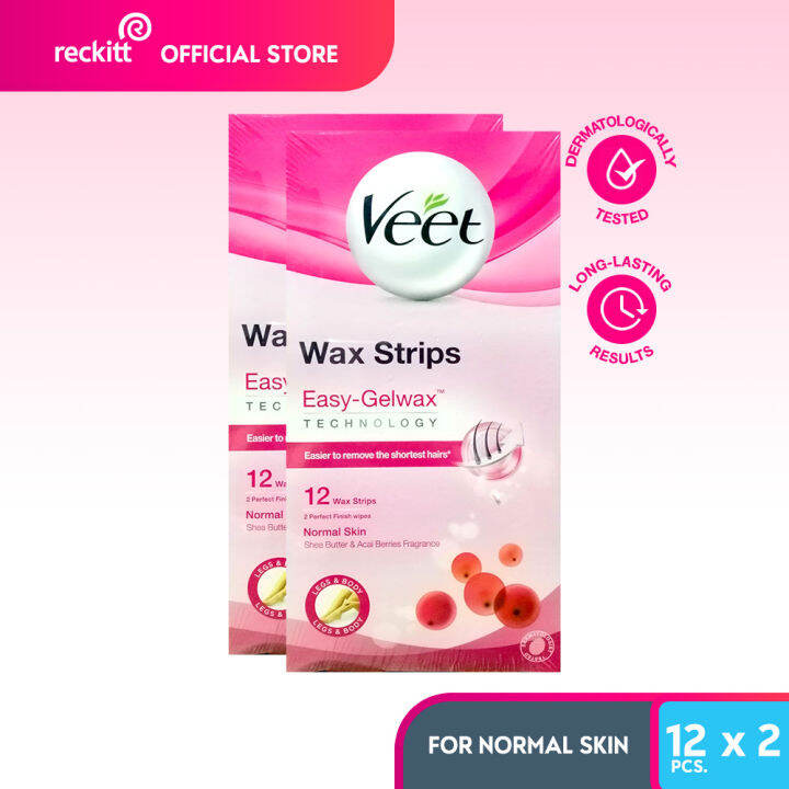 Veet Cold Wax Strips for Legs Pack of 12s (Normal Skin) Set of 2