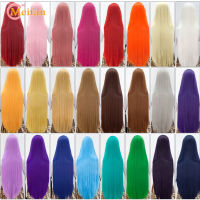 MEIFAN 100CM Cosplay Anime Costume Wigs Blonde Blue Red Pink Purple Hair for Party Long Straight Synthetic Cosplay Wigs for Wome