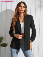 Asdsadsaaff Casaco De Gola Botão Monocromático Feminino Blazer Elegante Na Moda Hersena Do Escritório Outono NO