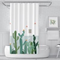 Nordic minimalist cactus waterproof and mildew proof polyester shower curtain