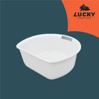 LUCKY HOME กะละมังล้างผัก มีรูเทน้ำออก วางตั้งได้ D-628 ขนาด( กว้าง x ยาว x สูง ): 31 x 28.5 x 12 cm (6 L)