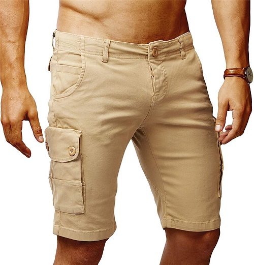 Summer Men Cargo Cropped Pant Combat Multi-pocket Loose Work Short Trouser Chino 