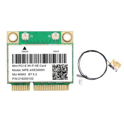 WiFi Card+Antenna WiFi 6E 2400Mbps Mini PCI-E for BT 5.2 802.11AX 2.4G/5G/6Ghz Wlan Network Card