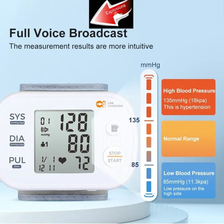 Rechargeable High Blood Pressure Monitor Digital sphygmomanometer BP