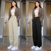 ใส่ในธุรกิจ【freesize】เอว 25-34 / สะโพก 37-42 / ยาว36Summer style（fresize） Wide leg pants  Elastic fabric white  Wild leisure