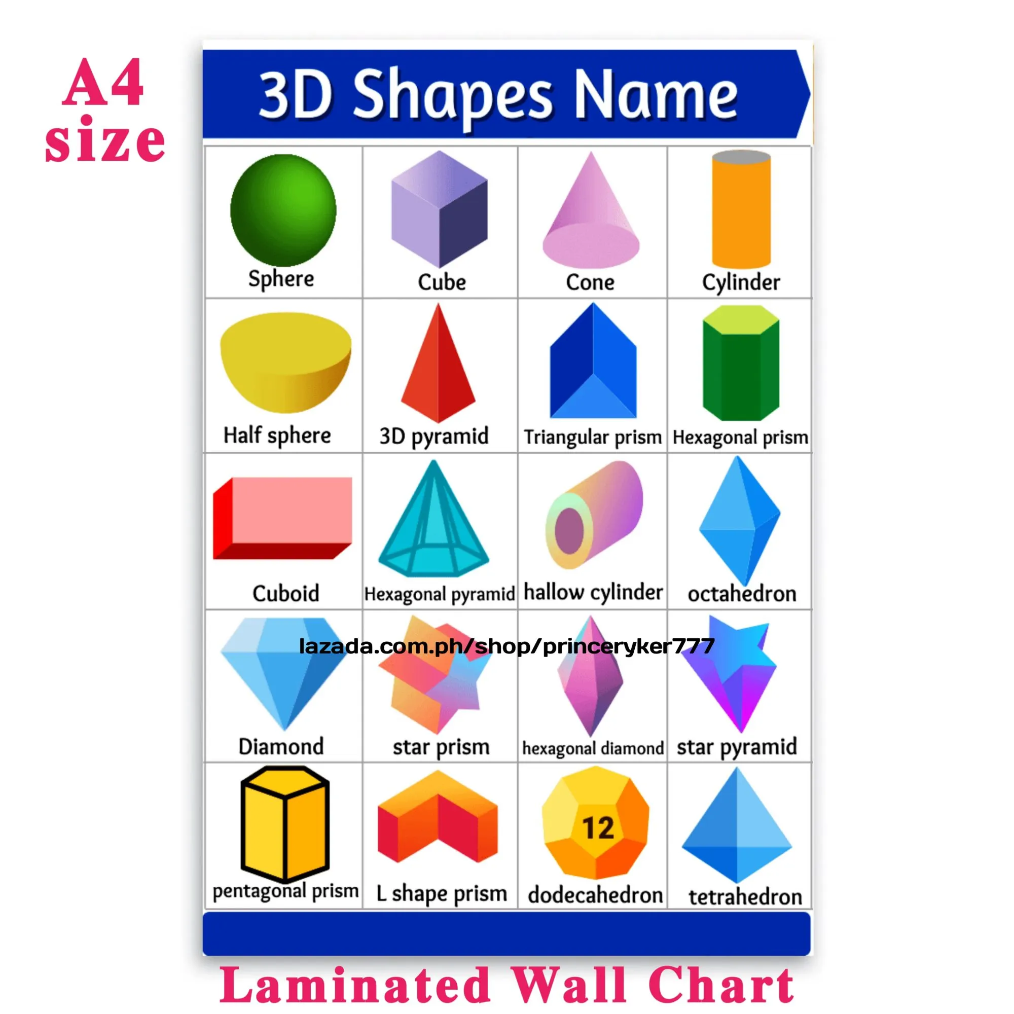 SHAPES A4 Size Laminated Educational Preschool Poster, Kids Learning ...