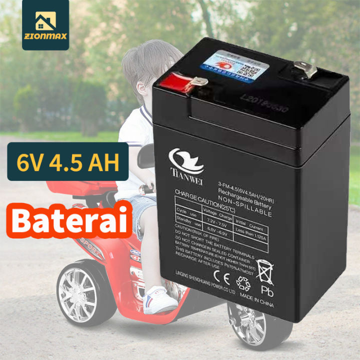 (TIANWEI Original Brand) Battery 6V 4.5AH HITAM AKI KERING 6 Volt 4.5 ...