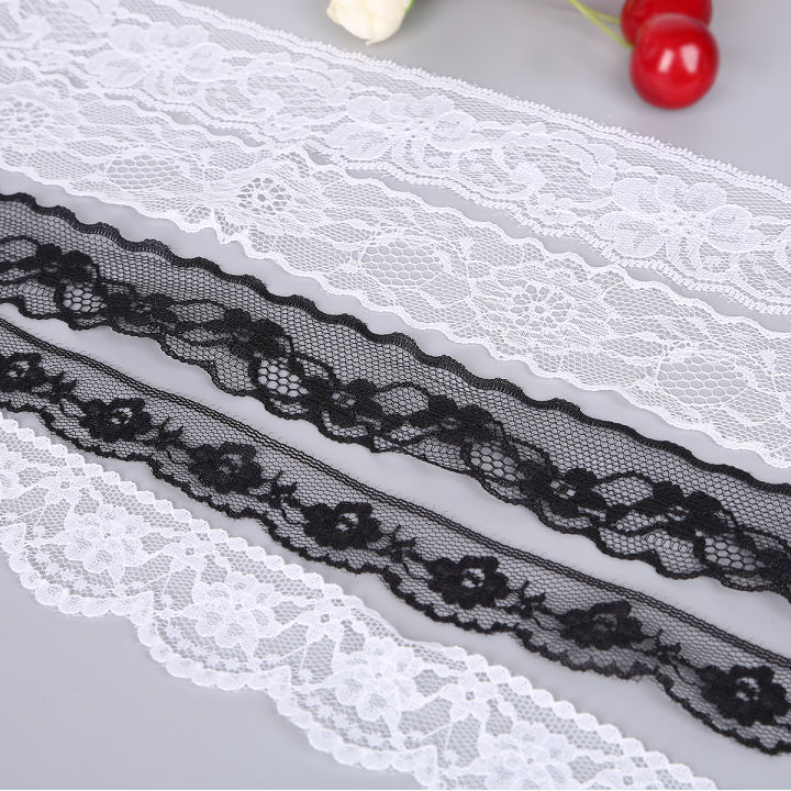 10หลา-ถุงสีขาว-สีดำลูกไม้ริบบิ้นผ้าตัดสำหรับเสื้อผ้างานแต่งงานตกแต่งพรรคแรก-diy-อุปกรณ์งานฝีมือ