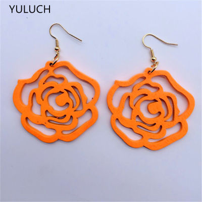 YULUCH Pair new design good african wood rose flower earrings Latest new arrival Round new design quality