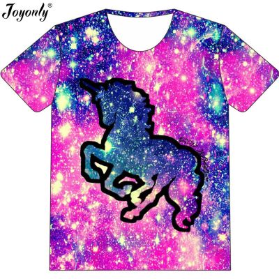 Joyonly Boys/Girl Fashion 3D Printed T-shirt 2020 Summer Children Newest Colorful Galaxy Star Anime Unicorn Design Funny T shirt
