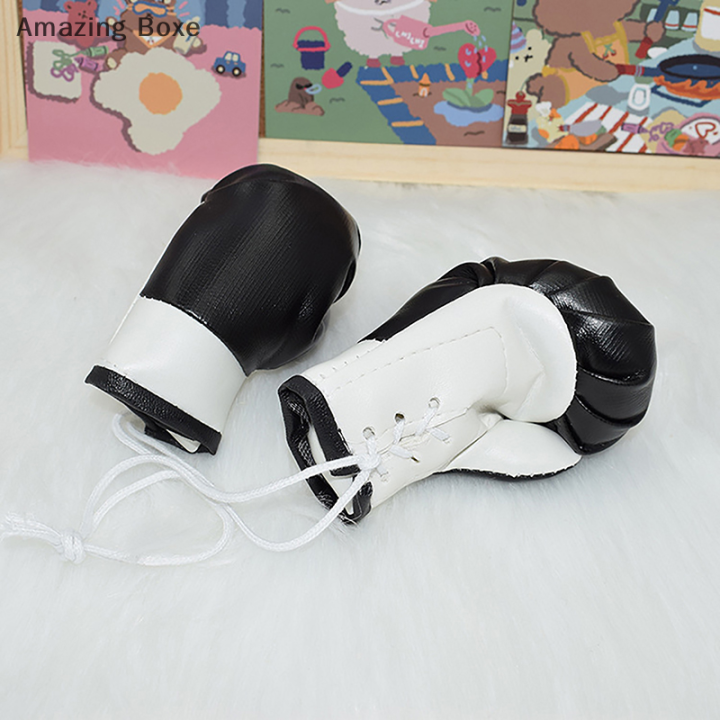 amazing-boxe-อุปกรณ์ตกแต่งภายในรถพวงกุญแจตกแต่งความเย็นสำหรับนักมวย10cm-ถุงมือมวยห้อยจี้หนังกระจก