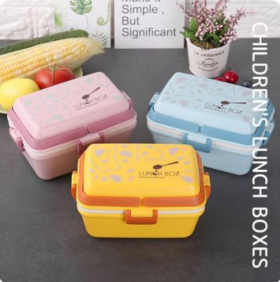 Lunch box ปิ่นโตใส่อาหาร กล่องใส่อาหาร กล่องอาหารกลางวัน กล่องสูญญากาศ ฝาล็อก กล่องอาหาร 2 ชั้น+ช้อน พร้อมส่งจากไทย