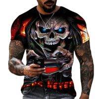 2023Fashion Skull Graphic 3D Print Men t-shirt Summer O Collar Short Sleeve Street Oversized Breathable Loose Tops Tee Clothing 6XL