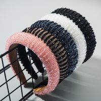 【CW】 Europe  Hand-woven Beaded Color Rhinestones Headband Fashion Hair Accessories Female Baroque Sponge