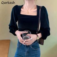 ┅❡❦  S-3XL Blouses Women Elegant Spring Feminino Vintage Basic Slim French Style Casual Streetwear Velvet Long Sleeve Inside Tops Ins