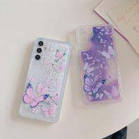 INEATER A32 A71 A51 Samsung Galaxy แบบนิ่มลายผีเสื้อ S20 A13 A52 S22มากสำหรับซัมซุง S23 S21 A54 A14 A53ทรายดูดแบบทรายไหล