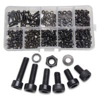 300 Pcs Nuts Bolts Set Hex Bolts Nut And Washer Assortment Screws Bolts M3 Tool Kit With Plastic Box (Black)