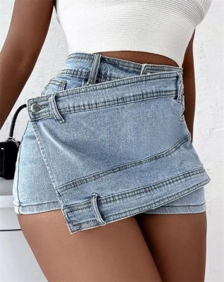 S-5XL Women Summer Jeans Shorts Skirts High Waist Slim Denim Culottes