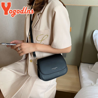 Yogodlns อินเทรนด์อานกระเป๋าสะพายผู้หญิงหนัง PU C Rossbody กระเป๋าสีทึบที่เรียบง่ายปรบกระเป๋า Messenger กระเป๋าออกแบบกระเป๋า