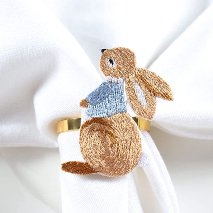 easter-napkin-rings-set-of-12-bunny-napkin-buckle-embroidered-rabbit-metal-napkin-ring-holders-for-dining-table-decor