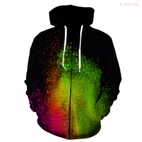 Men Women Powder splash tie dyeing Zipper Hoodies 3D Printed Fashion Sweatshirts Boy Girl Kids Pullover Long Sleeve Streetwear Size:XS-5XL