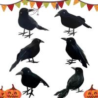 Halloween Black Crows 6Pcs Multi-Purpose Real Feather Ravens for Scary Halloween Halloween Decorations for Tree Shrubbery Fireplace Window Sill Coffee Table Walls superbly