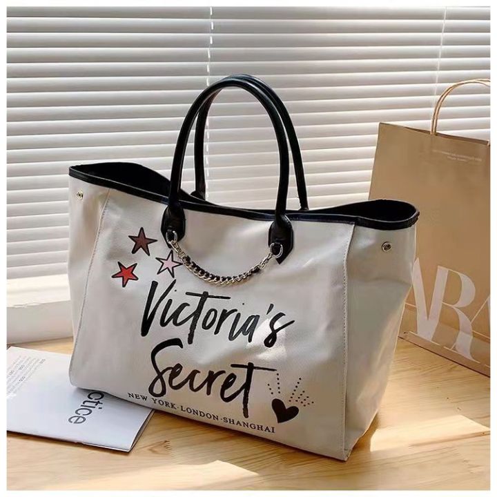 Victoria's Secret Canvas City Tote Bag Gray NWT