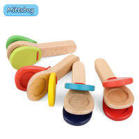 1Pcs เด็ก Montessori ไม้ Orff Percussion Instrument Baby Handle Castanets Clappers Hand Clappers สมองเกมของเล่นเพื่อการศึกษา