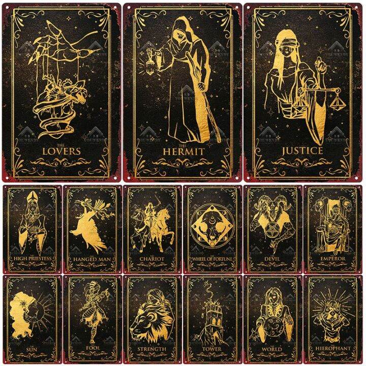 Tarot Metal Poster Plaque Metal Vintage Major Arcana Deck Psychic Metal ...