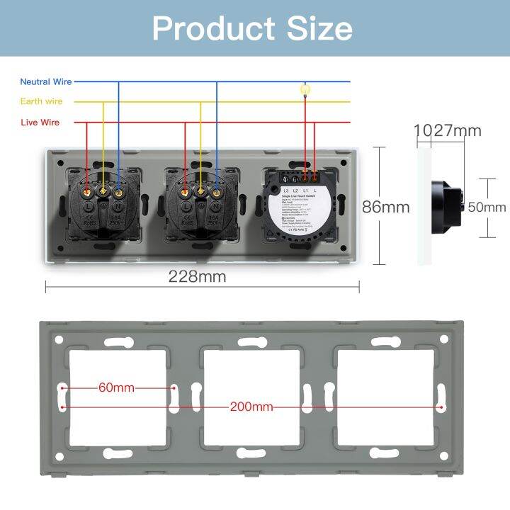 bseed-1-2-3gang-touch-switch-sensor-light-switch-1way-glass-panel-wall-socket-eu-standard-blue-backlight-10a-white