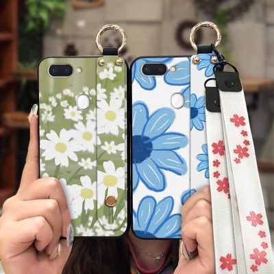 Dirt-resistant painting flowers Phone Case For OPPO R15 Pro Shockproof Soft Case Wrist Strap Wristband Soft sunflower