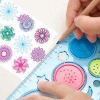 20CM Kawaii Cute DIY Spirograph Ruler Circle Puzzle Template Rulers for Children Girl Drawing Gift Creative Toy Cute Stationery Rulers  Stencils