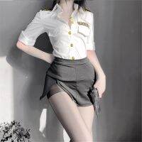 2022 New Sexy Policewoman Uniform Allure Cosplay Game Costumes Office Lady S Curve Fork Package Hip Skirt Lingerie Set Underwear