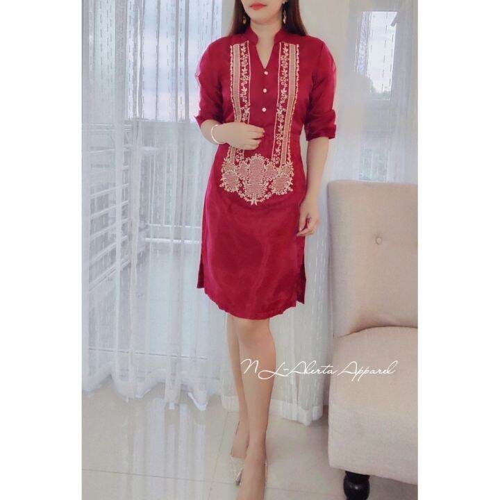 Modern Filipiniana Modern Filipiniana Pure Embroidered Barong Dress For Women Lazada Ph 4219