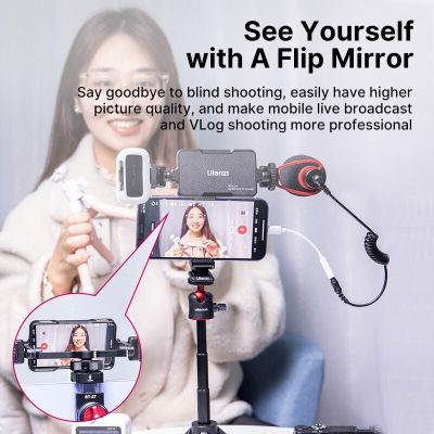 Ulanzi กล้อง PT-14ปริทรรศน์กระจกหน้าจอแบบพับได้ขาตั้งเซลฟี่ Vlog แบบสากลสำหรับ Iphone 13 Pro Max Samsung วิดีโอสมาร์ทโฟน