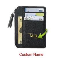 Custom Name Mini Id Card Holder Business Credit Card Holder Zipper Small Coin Purse Organizer Case Bag Wallet Money for Men Wome Card Holders