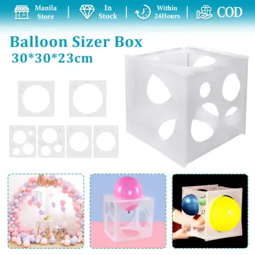 11 Holes Collapsible Plastic Balloon Sizer Box Cube, Balloon Size  Measurement Tool for Balloon Decorations, Balloon Arch, Balloon Columns,  2-10 Inch