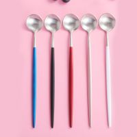 New Product 304 Stainless Steel Dinnerware Set Spoon Tea Spoon Dessert Coffee Ice Cream Spoons Kitchen Accessories Bar Tools Long Handle Spo