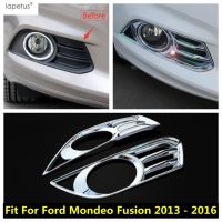 “{》} อุปกรณ์เสริมสำหรับ Ford Mondeo/Fusion 2013 2014 2015 2016โครเมี่ยมไฟตัดหมอกหน้าตัดหมอกตกแต่งโคมไฟปลอกคอกันสุนัขเลีย2ชิ้น/เซ็ต