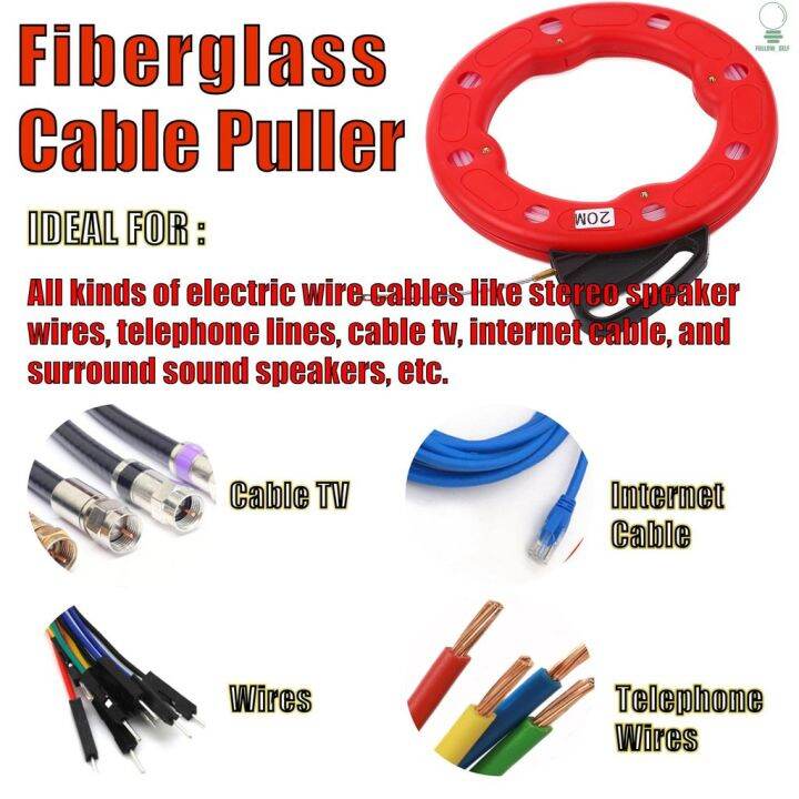 self-30m-fiberglass-fish-tape-reel-puller-conductive-electrical-cable-puller-with-impact-case-electric-or-communication-wire-puller-use-for-drywall-ceiling-under-rug-conduit-or-pipe